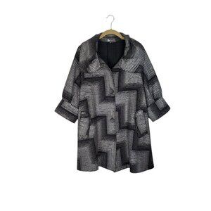 Damee Swing Jacket Black Silver Half Sleeve Artsy Abstract Evening Est Size XL